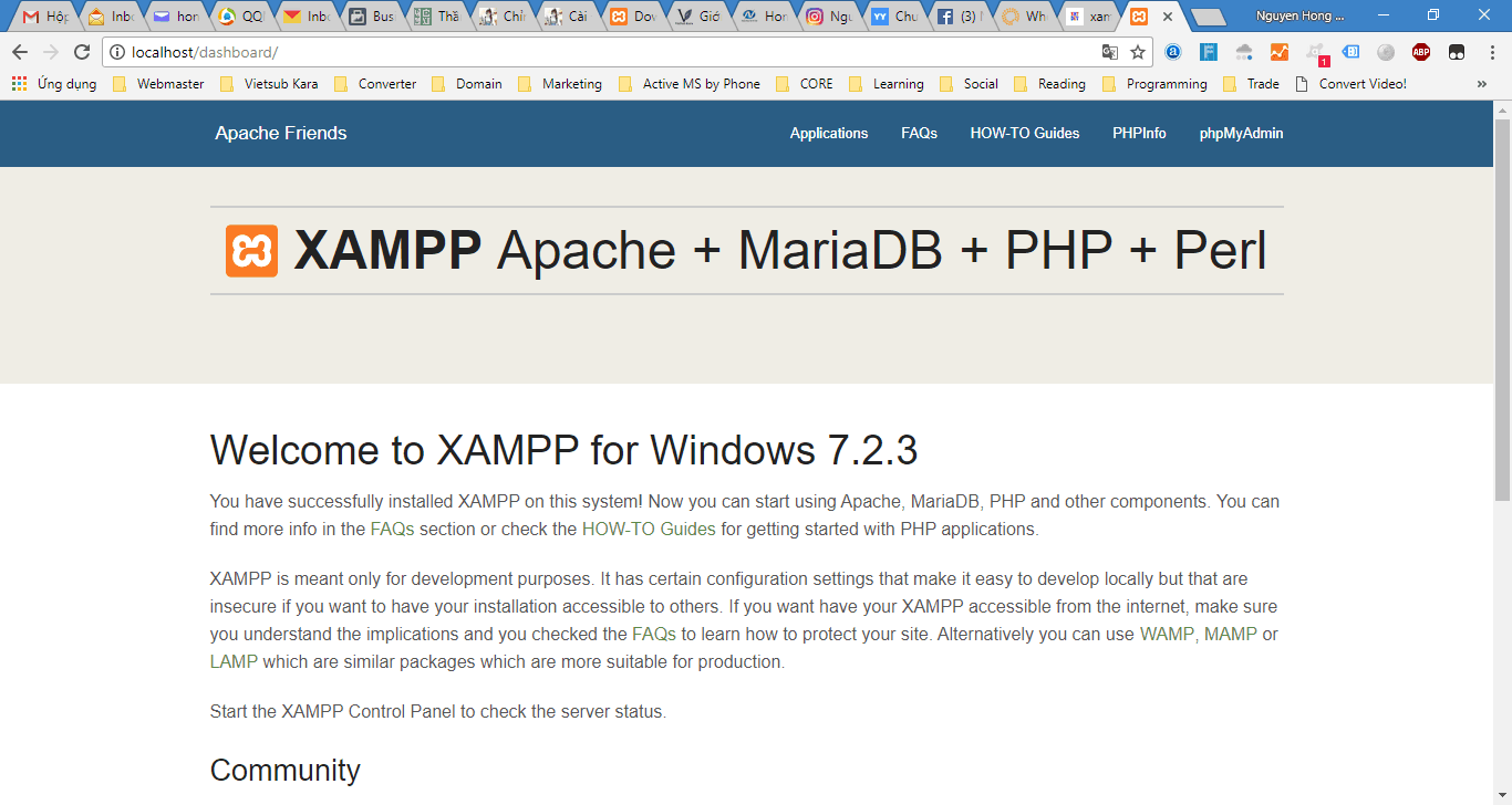 Cài Đặt Xampp Trên Windows - Welcome to Xampp- DashBoard