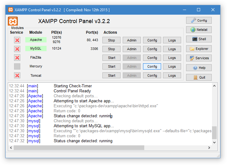 Cài Đặt Xampp Trên Windows - Xampp Control Panel - Start