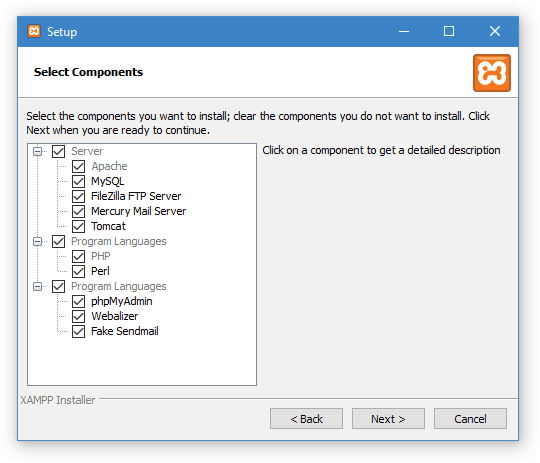 Cài Đặt Xampp Trên Windows - Xampp Setup - Select Components