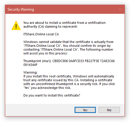 Cài đặt SSL cho Xampp trên Windows - Completing - Security Warning